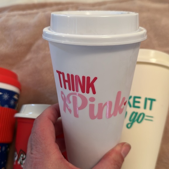 Set of 4 Starbucks , Pink, holiday Red, take it to go. Reusable 16oz Cup - Picture 9 of 9